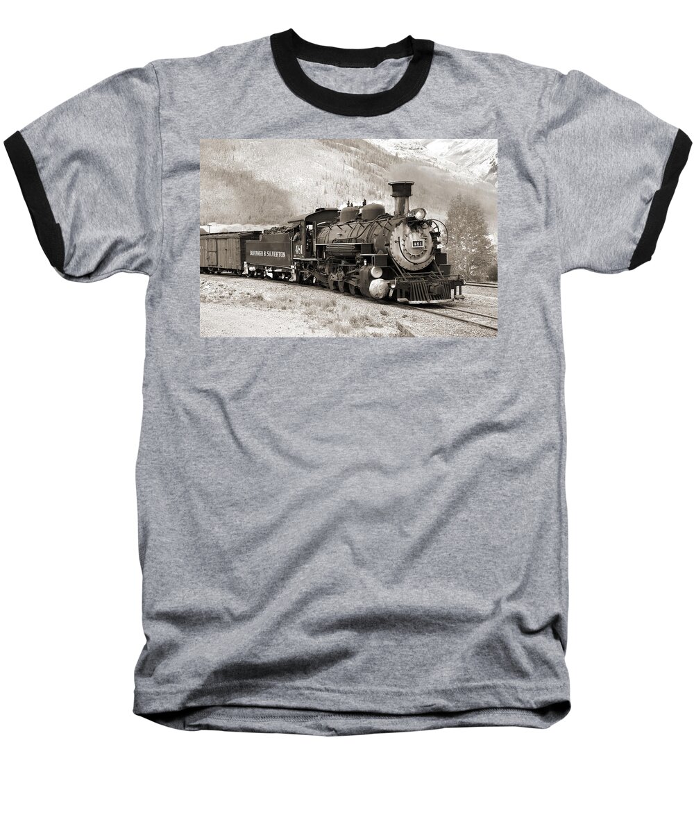 Transportation Baseball T-Shirt featuring the photograph The Durango and Silverton by Mike McGlothlen