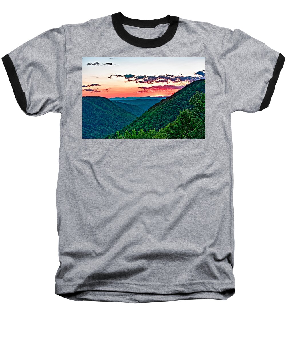 Sunset Baseball T-Shirt featuring the photograph The Far Hills 2 by Steve Harrington