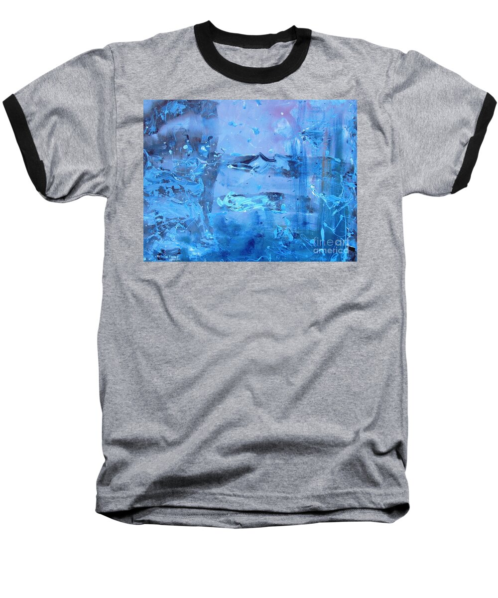 Abstract Shades Of Blues Baseball T-Shirt featuring the painting The Feeling of Blue by Rebecca Flores