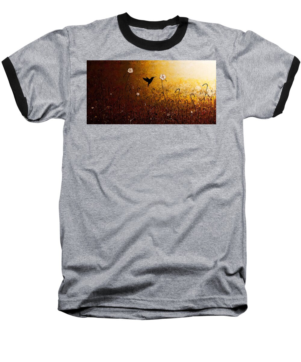 Abstract Art Baseball T-Shirt featuring the painting The Flight of a Hummingbird by Carmen Guedez