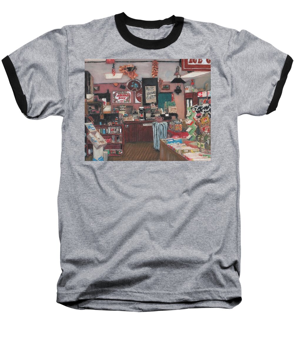 Interior Baseball T-Shirt featuring the painting The General Store by Cliff Wilson