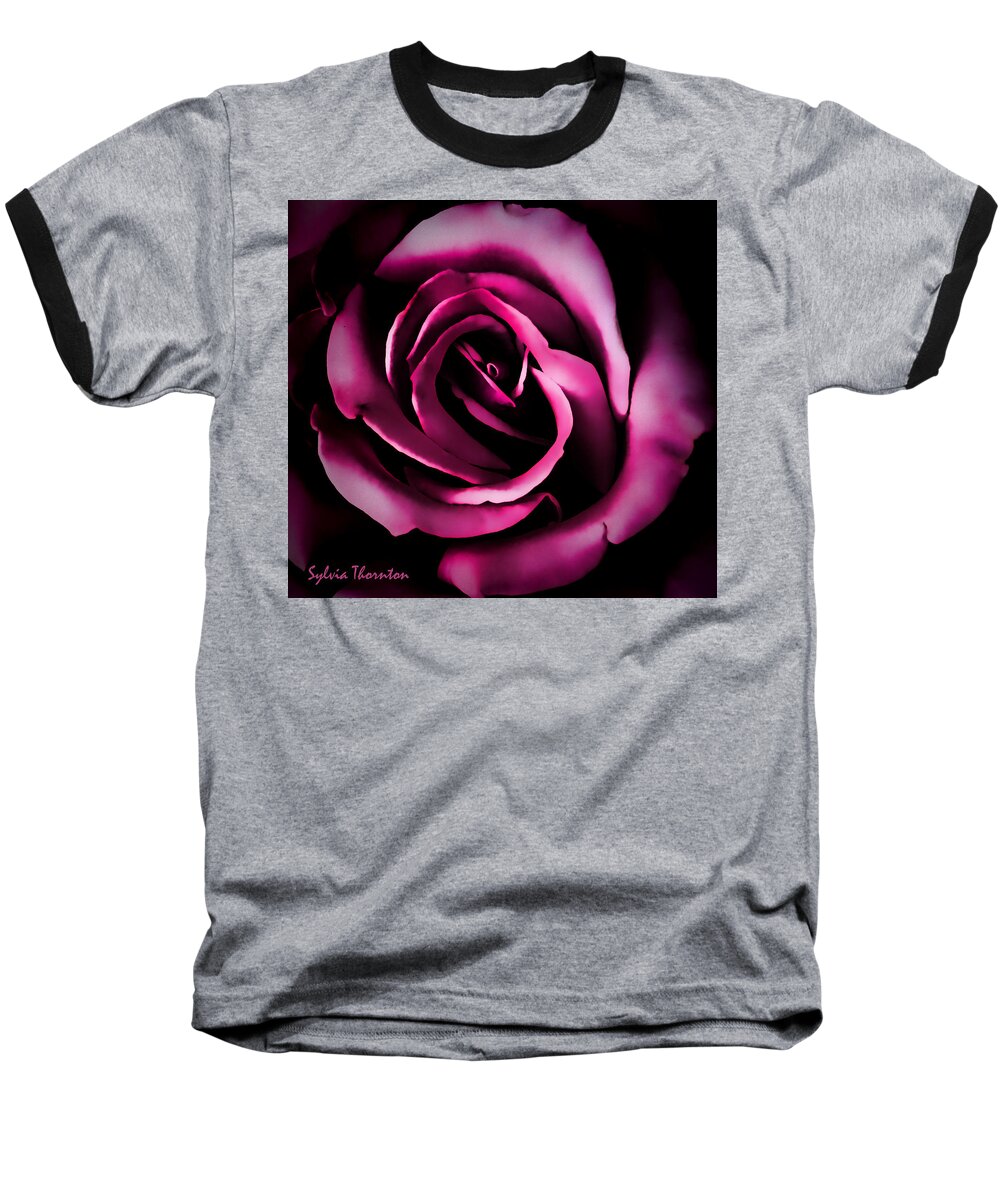 Rose Baseball T-Shirt featuring the photograph The Heart of a Rose by Sylvia Thornton