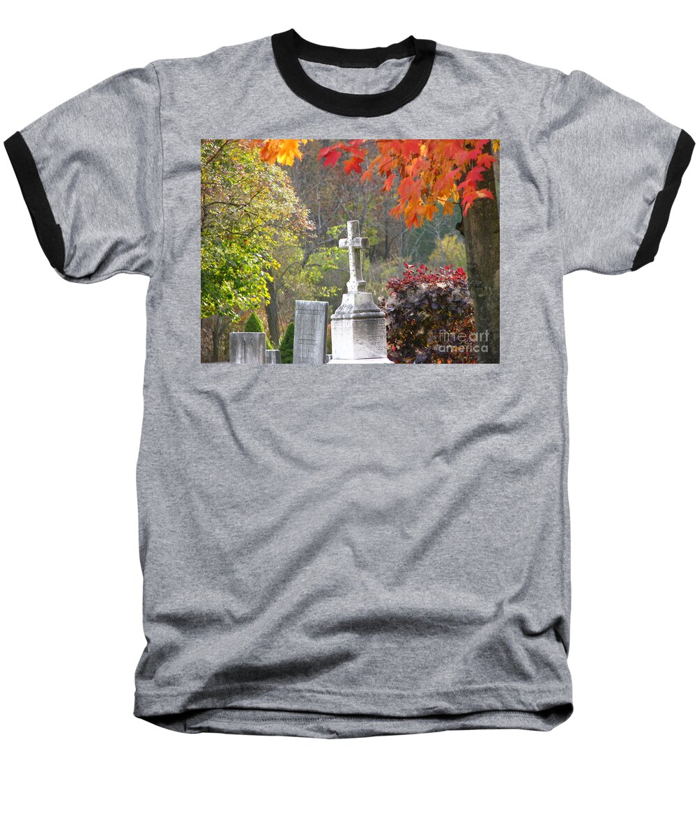 Cemetery Baseball T-Shirt featuring the photograph The Holy Cross by Michael Krek