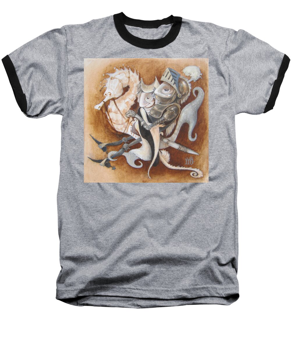 Animals Baseball T-Shirt featuring the painting The Knight Tale by Marina Gnetetsky