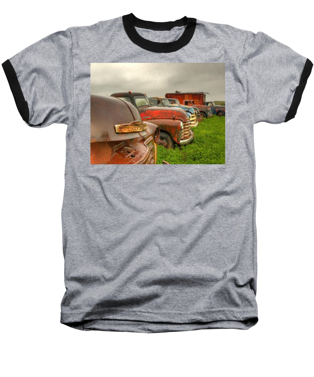 Chevrolet Trucks Baseball T-Shirt featuring the photograph The Line Up 1 by Thomas Young