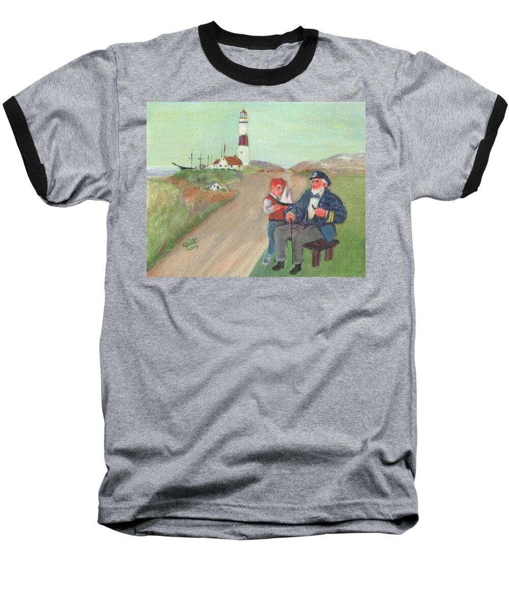 Ocean Baseball T-Shirt featuring the painting The Lore of the Sea by Cliff Wilson