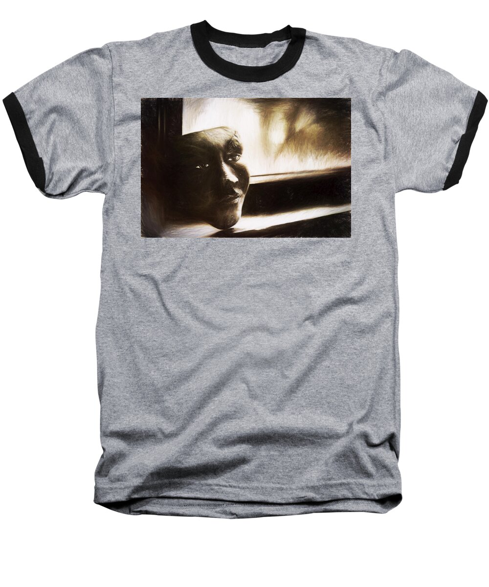 Window Baseball T-Shirt featuring the photograph The Mask Sketch by Scott Norris