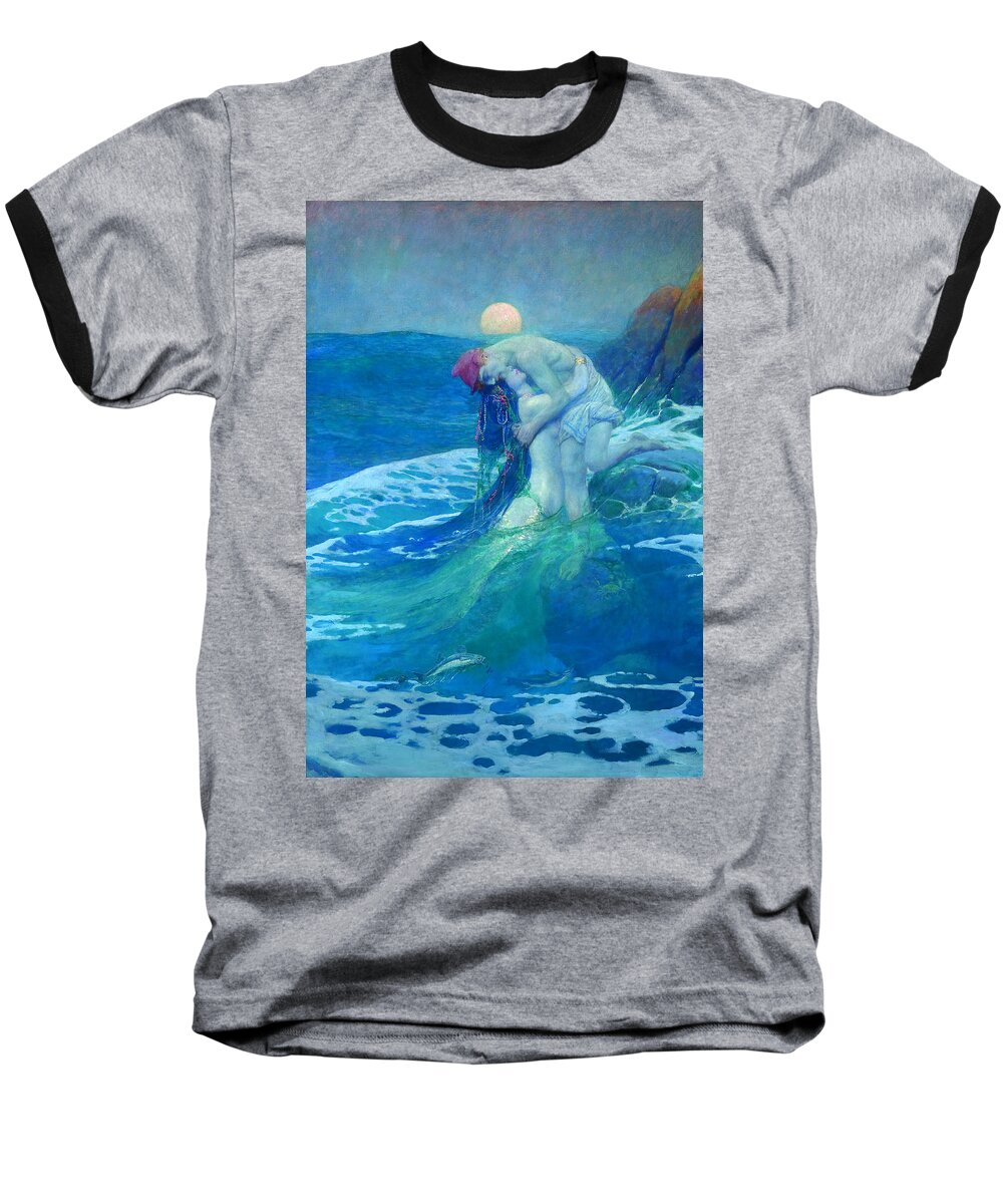 Howard Pyle Baseball T-Shirt featuring the painting The Mermaid by Howard Pyle