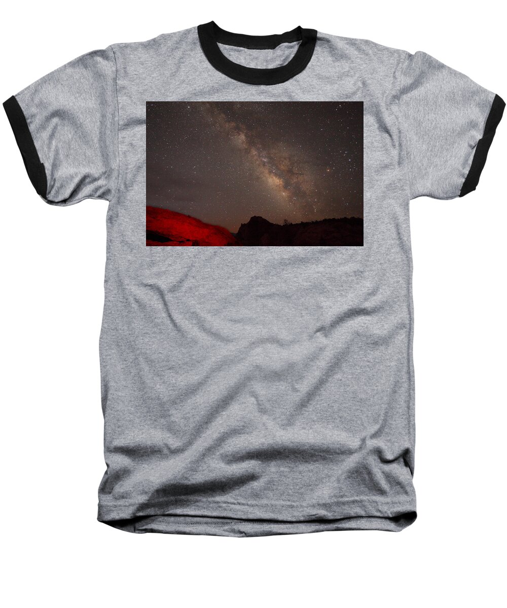 Beauty Baseball T-Shirt featuring the photograph The Milky Way over Mesa Arch by Alan Vance Ley