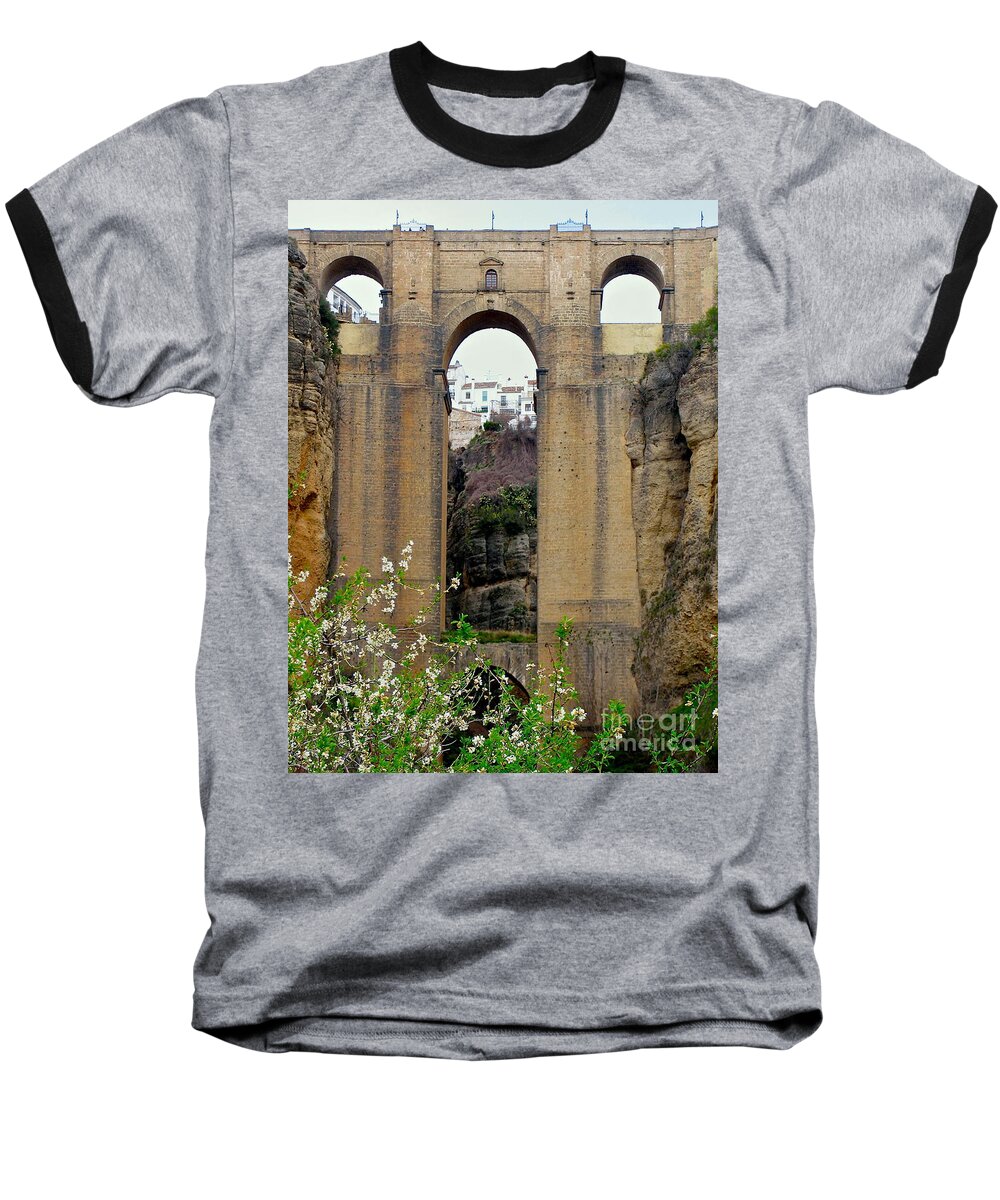 Ronda Baseball T-Shirt featuring the photograph The New Bridge by Suzanne Oesterling