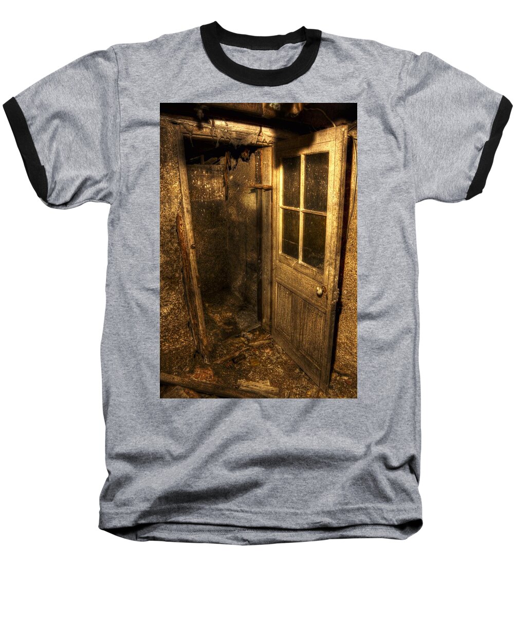 Wooden Door Baseball T-Shirt featuring the photograph The Old Cellar Door by Dan Stone