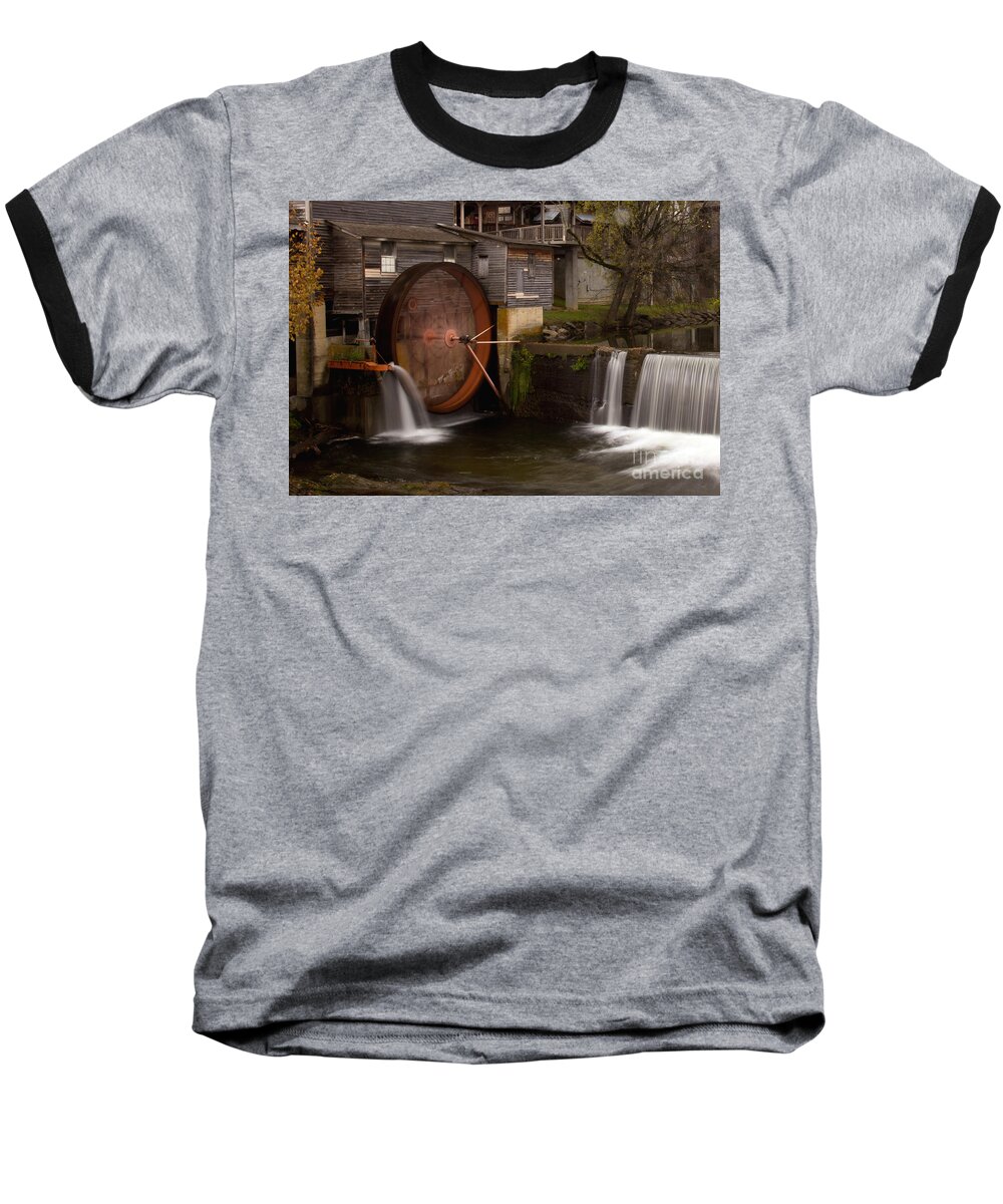 Grist Baseball T-Shirt featuring the photograph The Old Mill Detail by Douglas Stucky