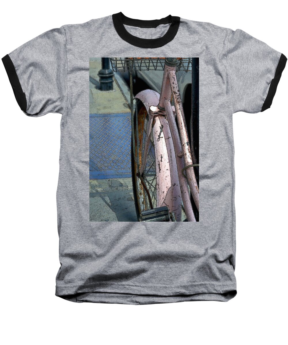 Bicycle Baseball T-Shirt featuring the photograph The Pink Bicyclette by Nadalyn Larsen