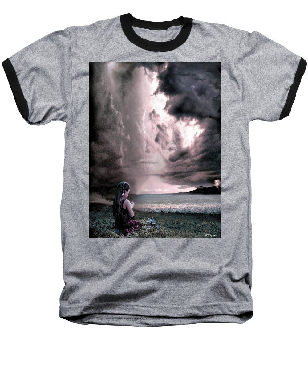 Children Baseball T-Shirt featuring the mixed media The Prayer by Bill Stephens