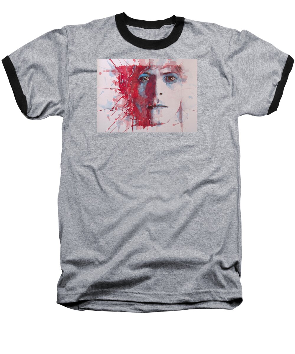 David Bowie Baseball T-Shirt featuring the painting The Prettiest Star by Paul Lovering