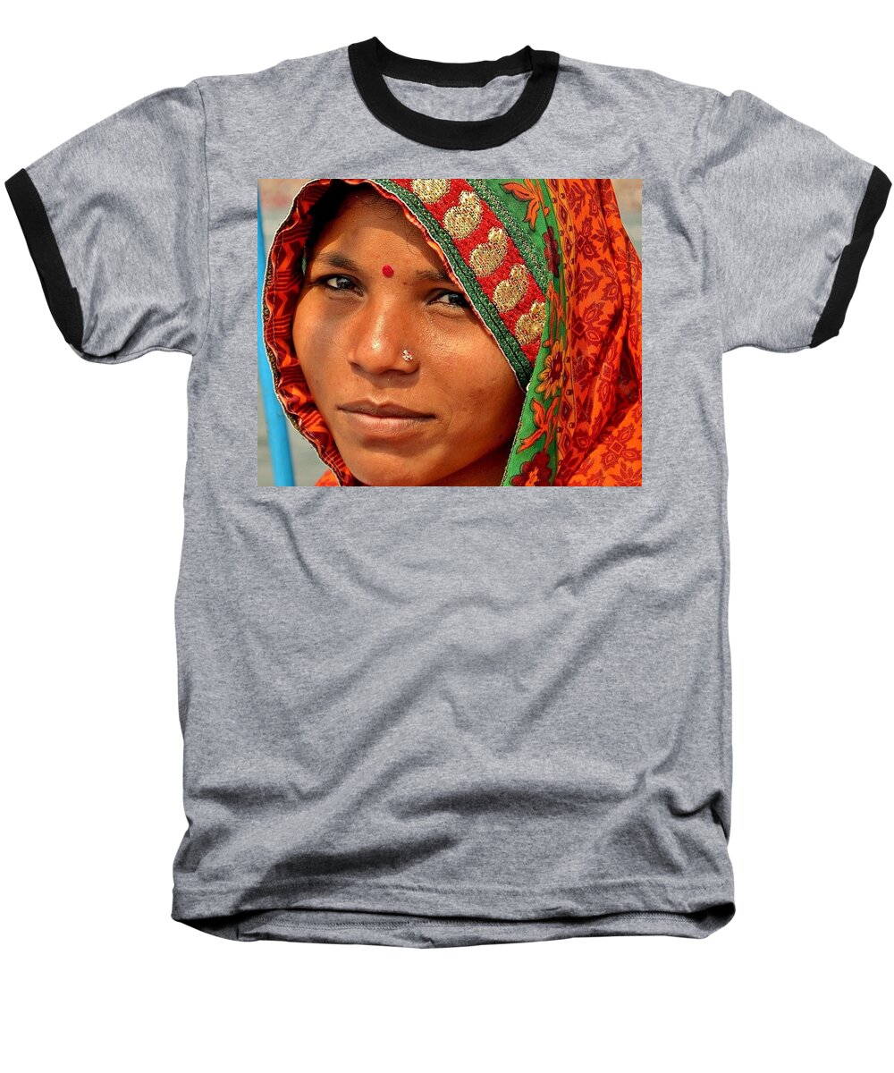 Woman Baseball T-Shirt featuring the photograph The Pride of Indian Womenhood by Kim Bemis