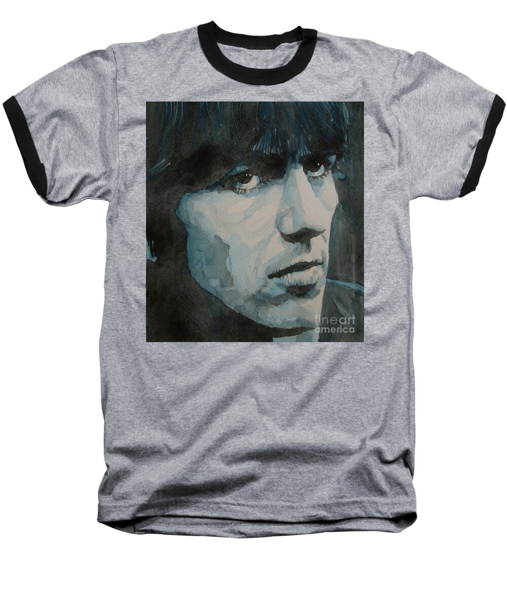 The Beatles Baseball T-Shirt featuring the painting The quiet one by Paul Lovering