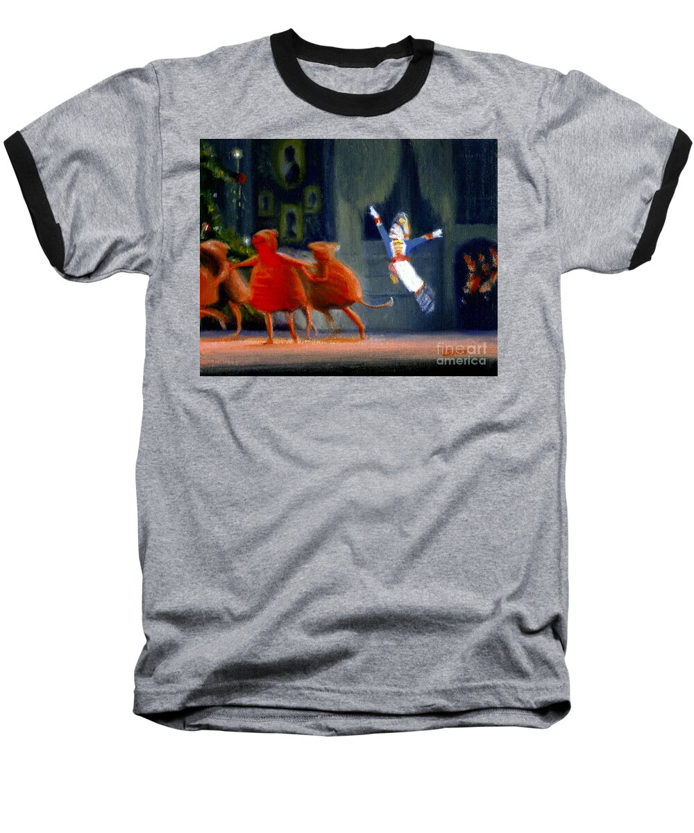 Rats Baseball T-Shirt featuring the painting The Rats with Nutcracker by Candace Lovely