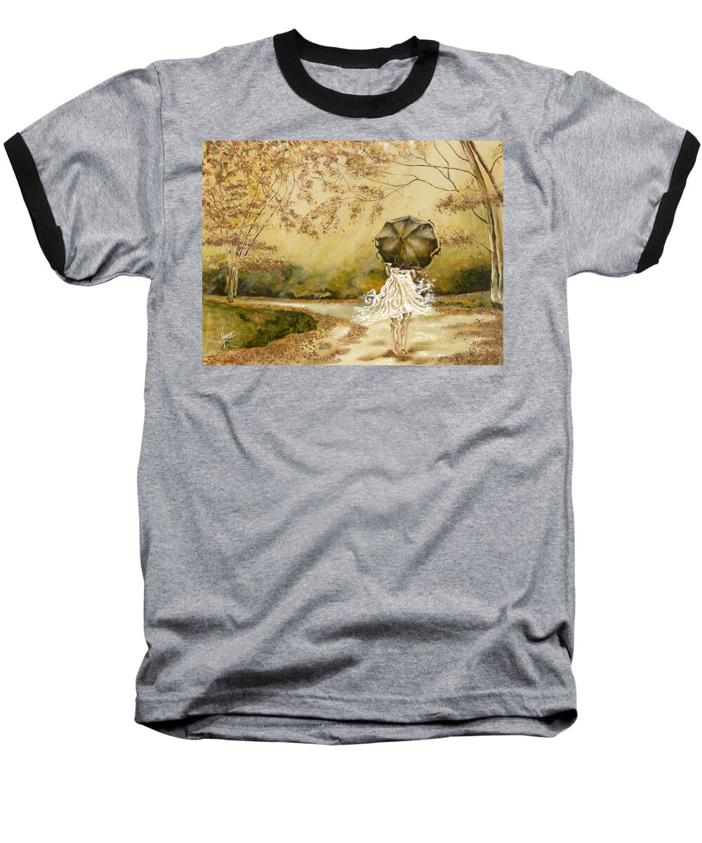 Women Baseball T-Shirt featuring the painting The road by Karina Llergo