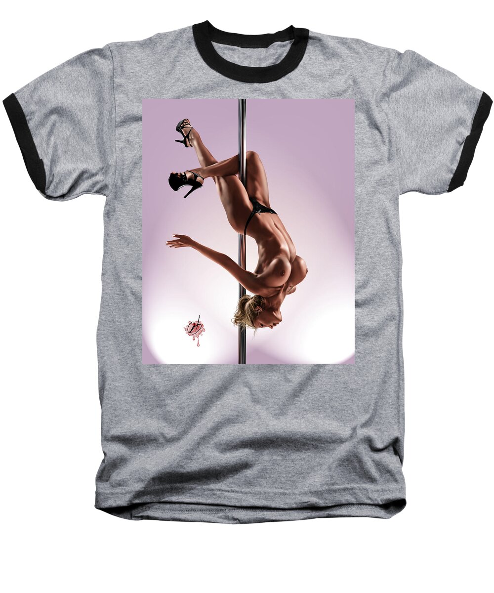 Pole Baseball T-Shirt featuring the painting The Show by Pete Tapang