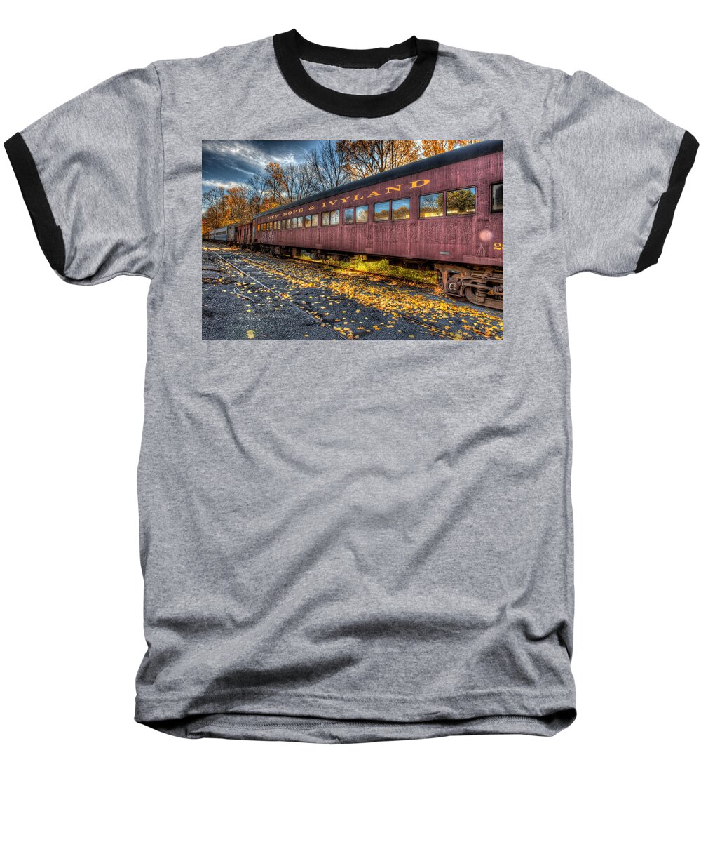 Railroad Baseball T-Shirt featuring the photograph The Siding by William Jobes