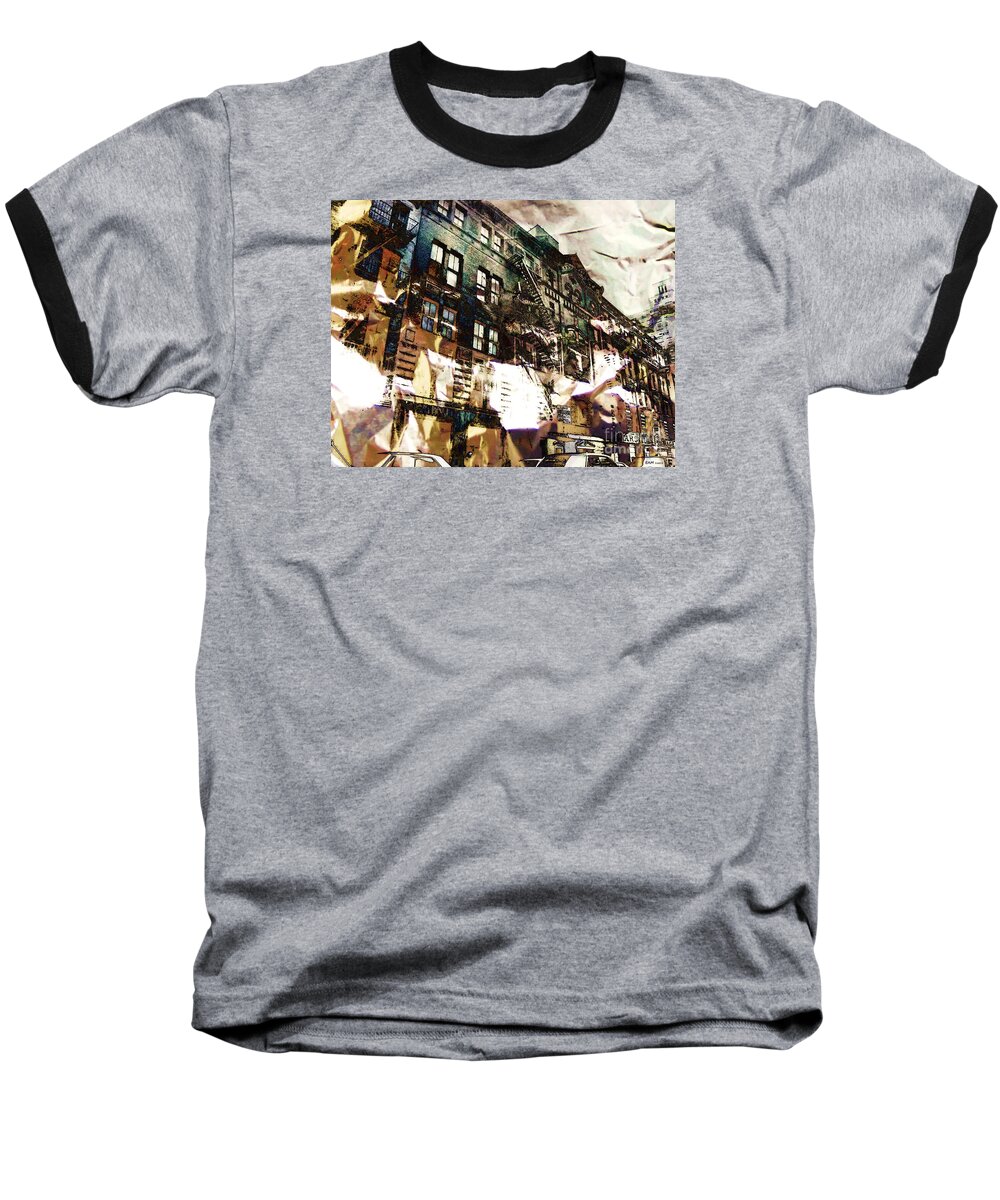 Fractal Art Baseball T-Shirt featuring the digital art The Silver Factory / 231 East 47th Street by Elizabeth McTaggart