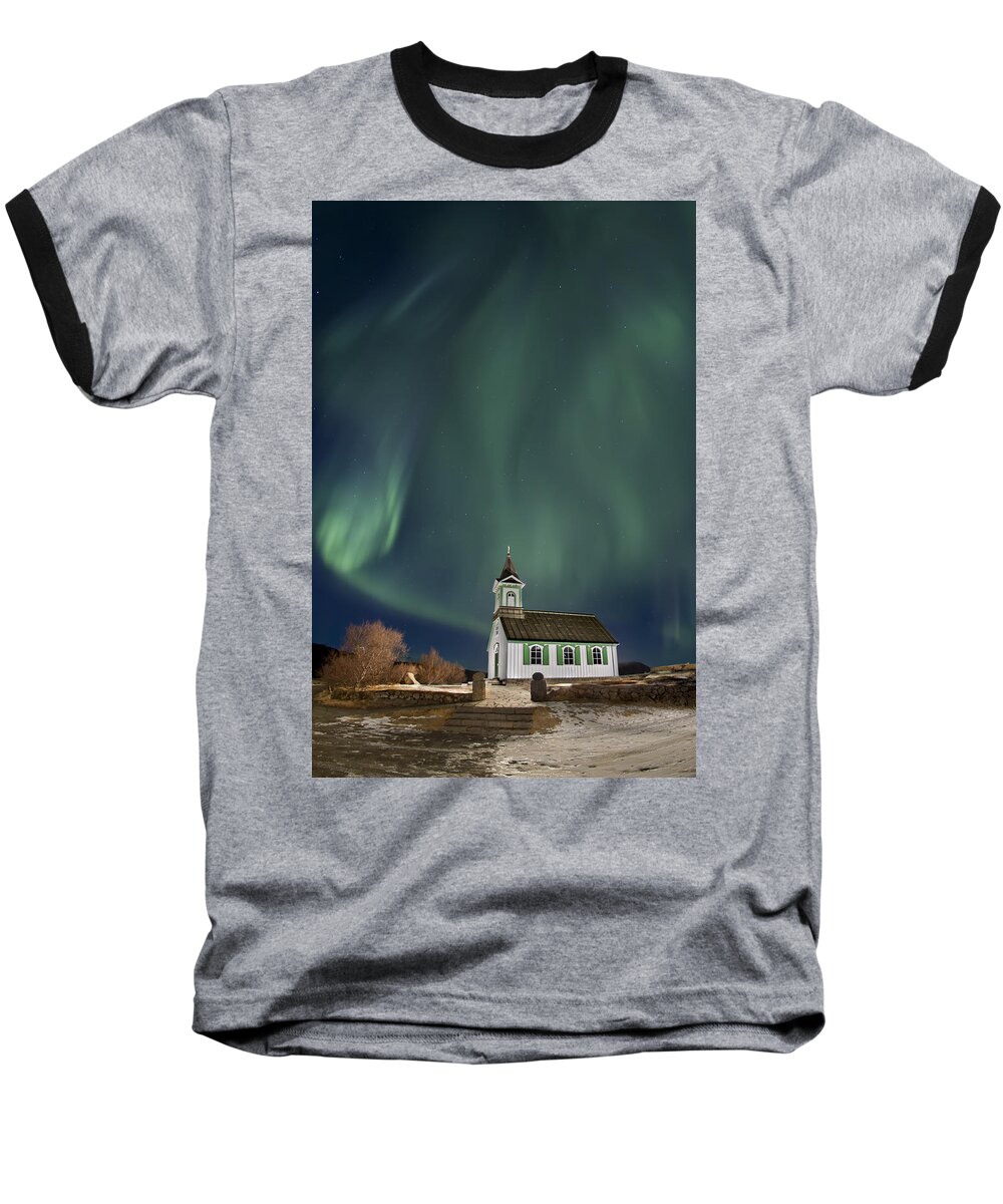 Aurora Baseball T-Shirt featuring the photograph The Spirit of Iceland by Evelina Kremsdorf