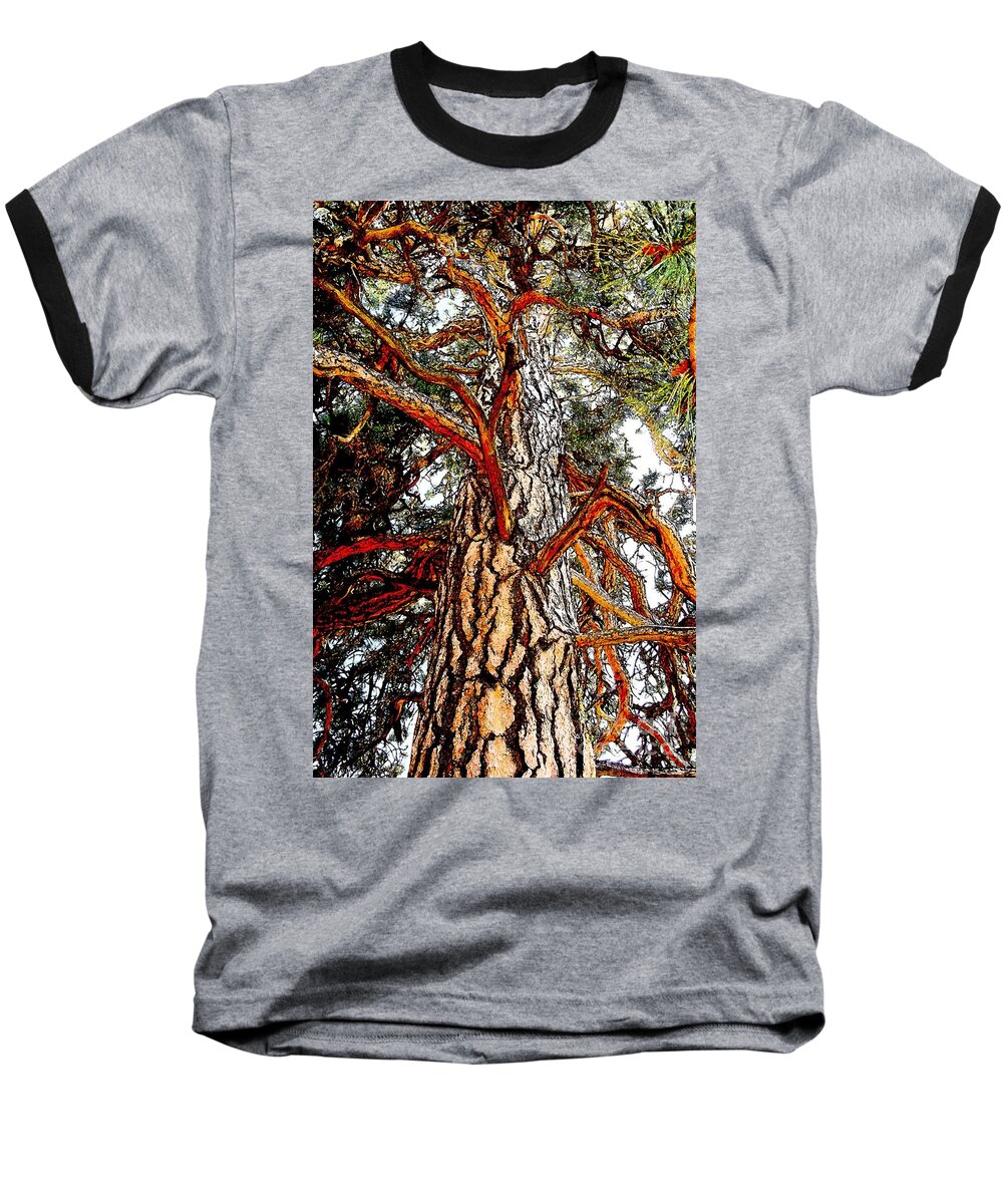 Tree Bark Texture Photography Mixed Media Art Artwork Colossal Baseball T-Shirt featuring the photograph The Strong One by Joseph J Stevens