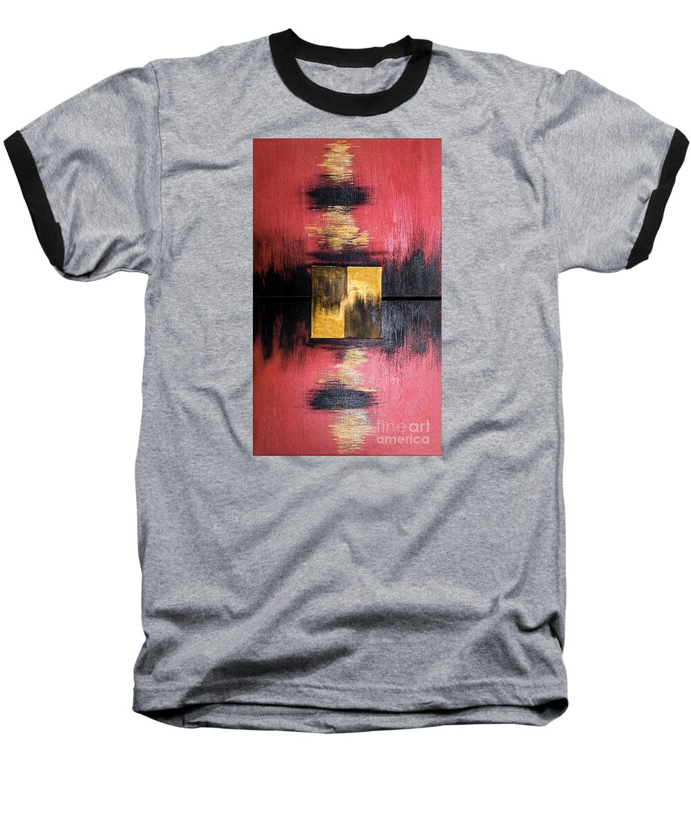 Abstract Baseball T-Shirt featuring the painting The Sunset by Fei A