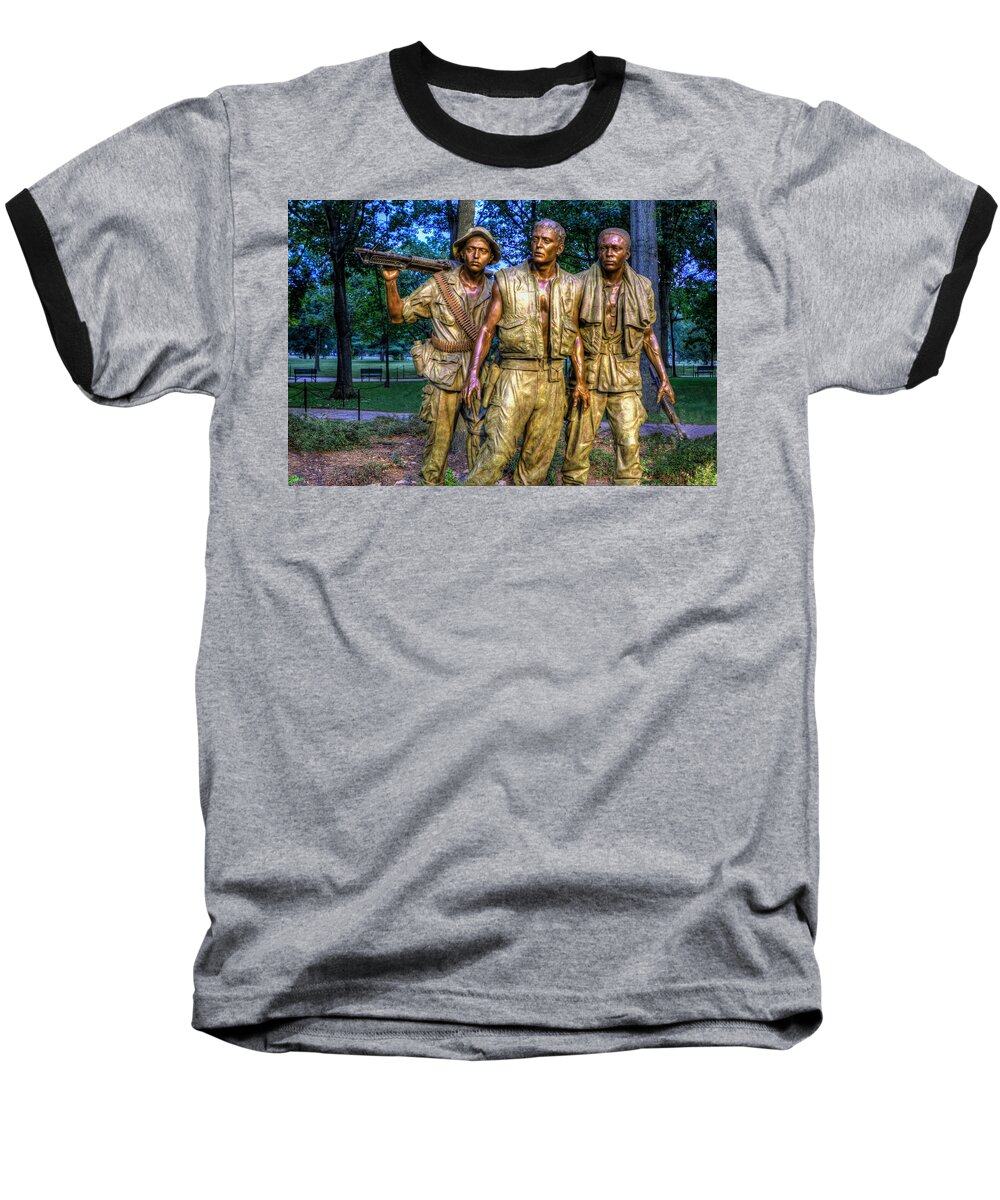 Facing The Wall Baseball T-Shirt featuring the photograph The Three Soldiers Facing The Wall by Jerry Gammon