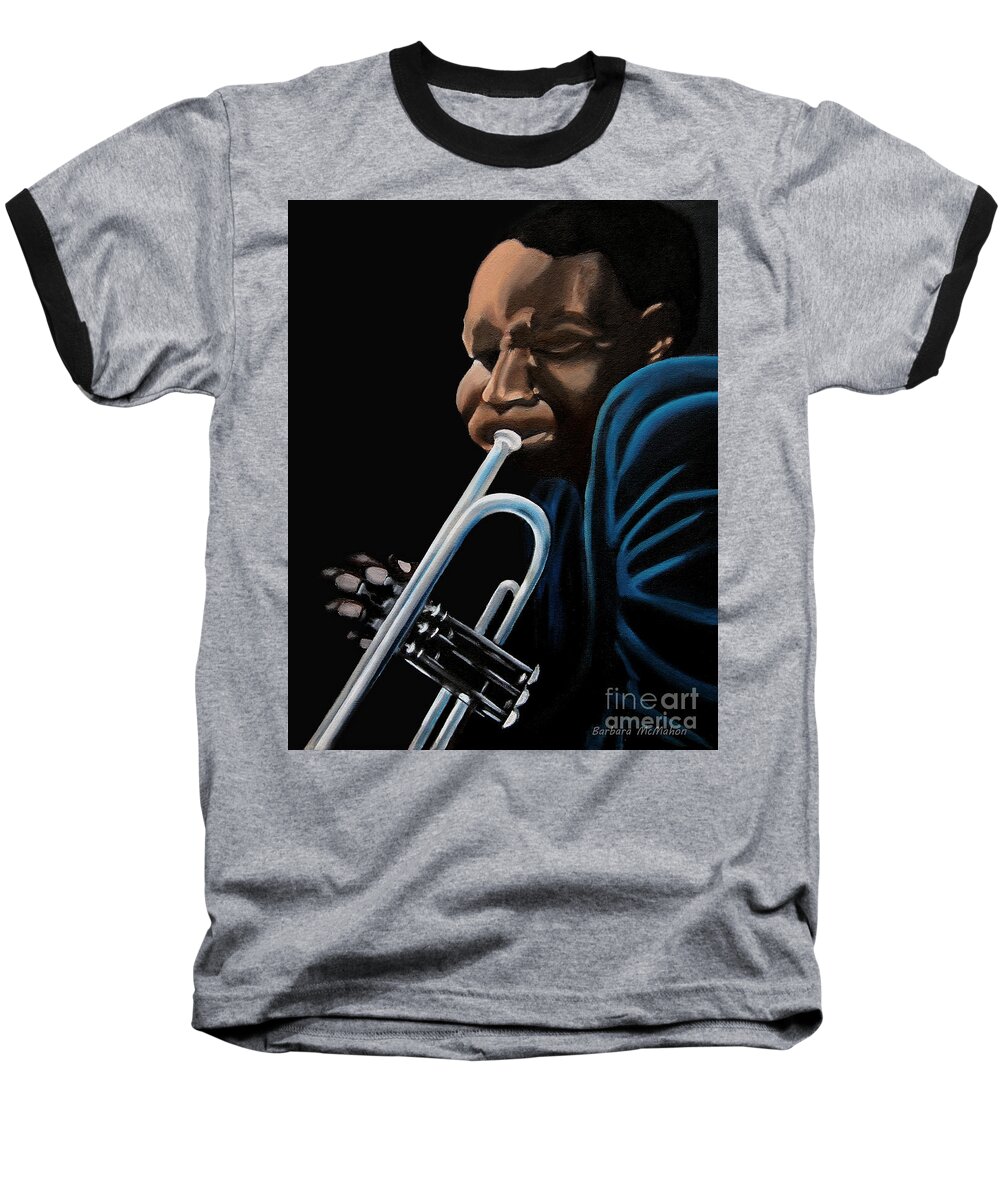 Blues Baseball T-Shirt featuring the painting The Trumpeter by Barbara McMahon