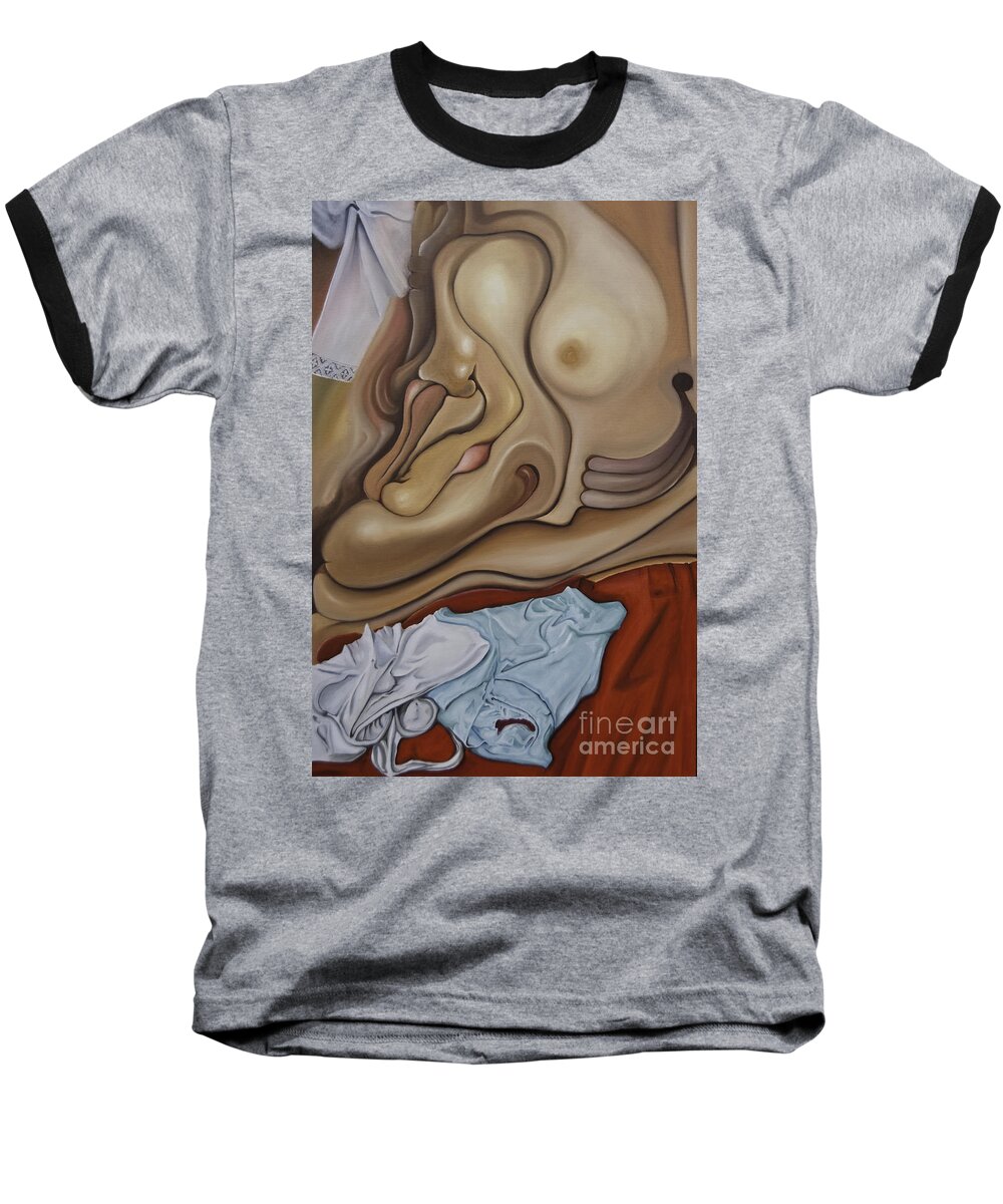 Unmade Bed Baseball T-Shirt featuring the painting The Unmade Bed by James Lavott