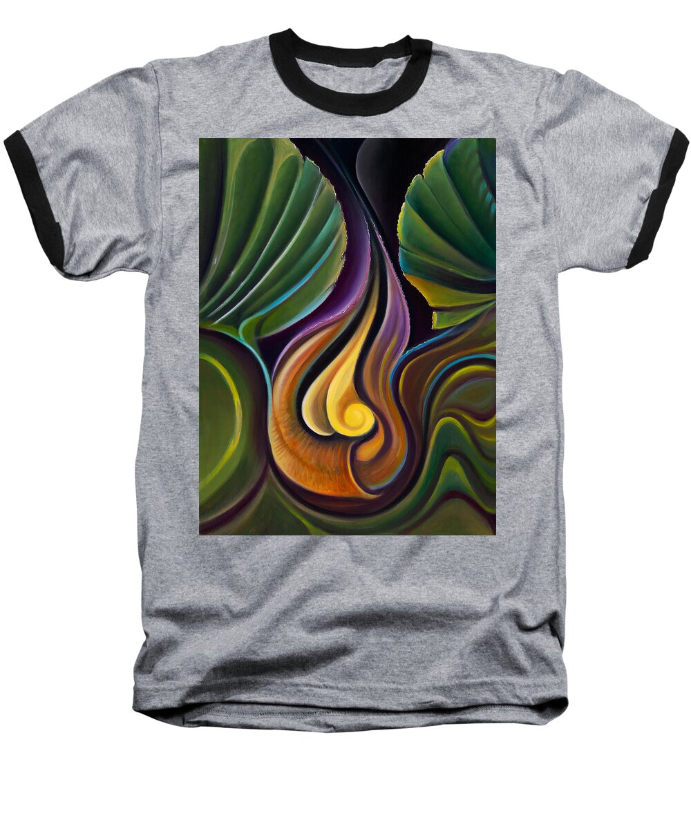 Flora Baseball T-Shirt featuring the painting The Visitor I by Claudia Goodell