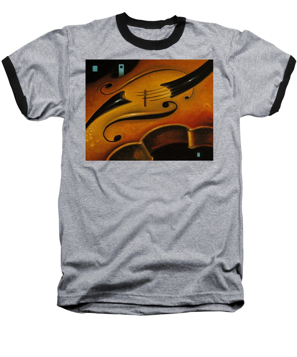 Violin Baseball T-Shirt featuring the painting The Warmth of a Violin by T S Carson
