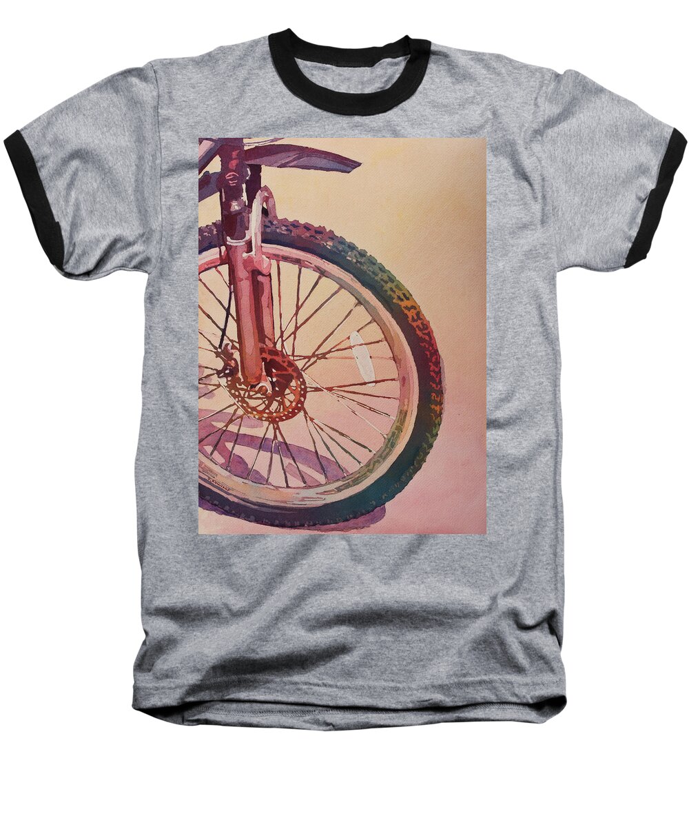 Wheel Baseball T-Shirt featuring the painting The Wheel in Color by Jenny Armitage