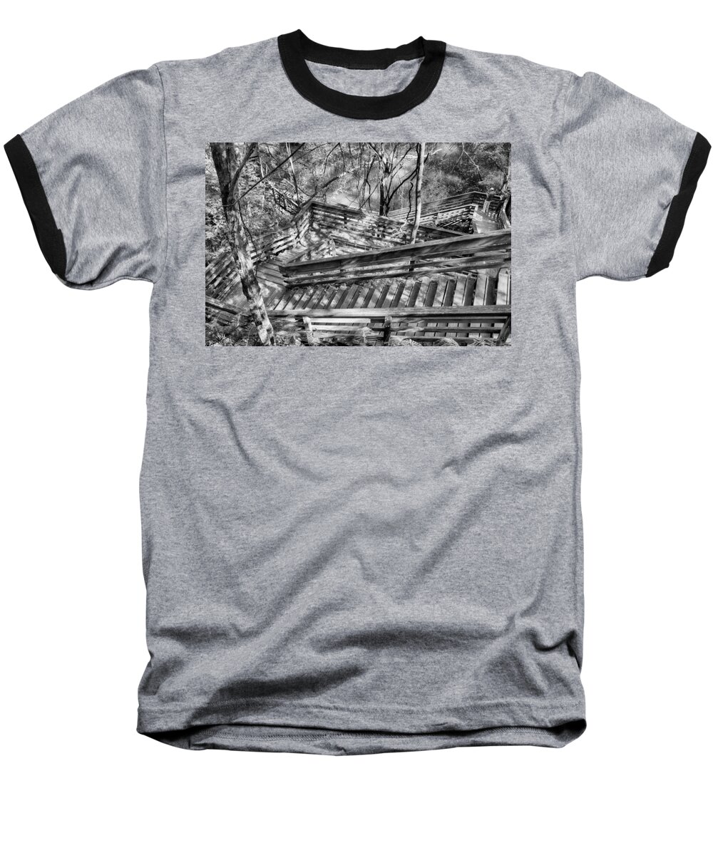 Nature Baseball T-Shirt featuring the photograph The Winding Stairs by Howard Salmon