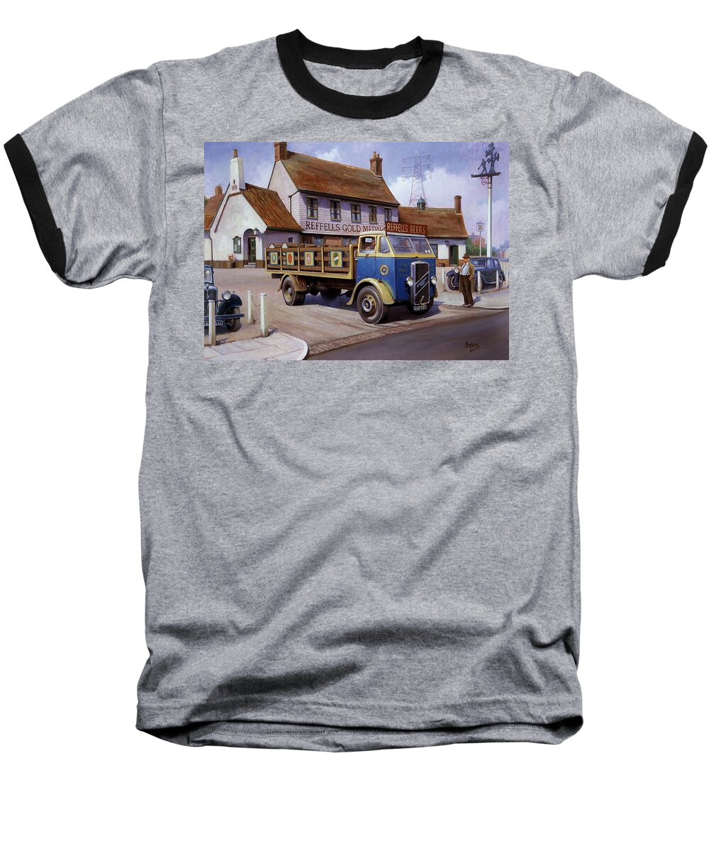 Commission A Painting Baseball T-Shirt featuring the painting The Woodman pub. by Mike Jeffries