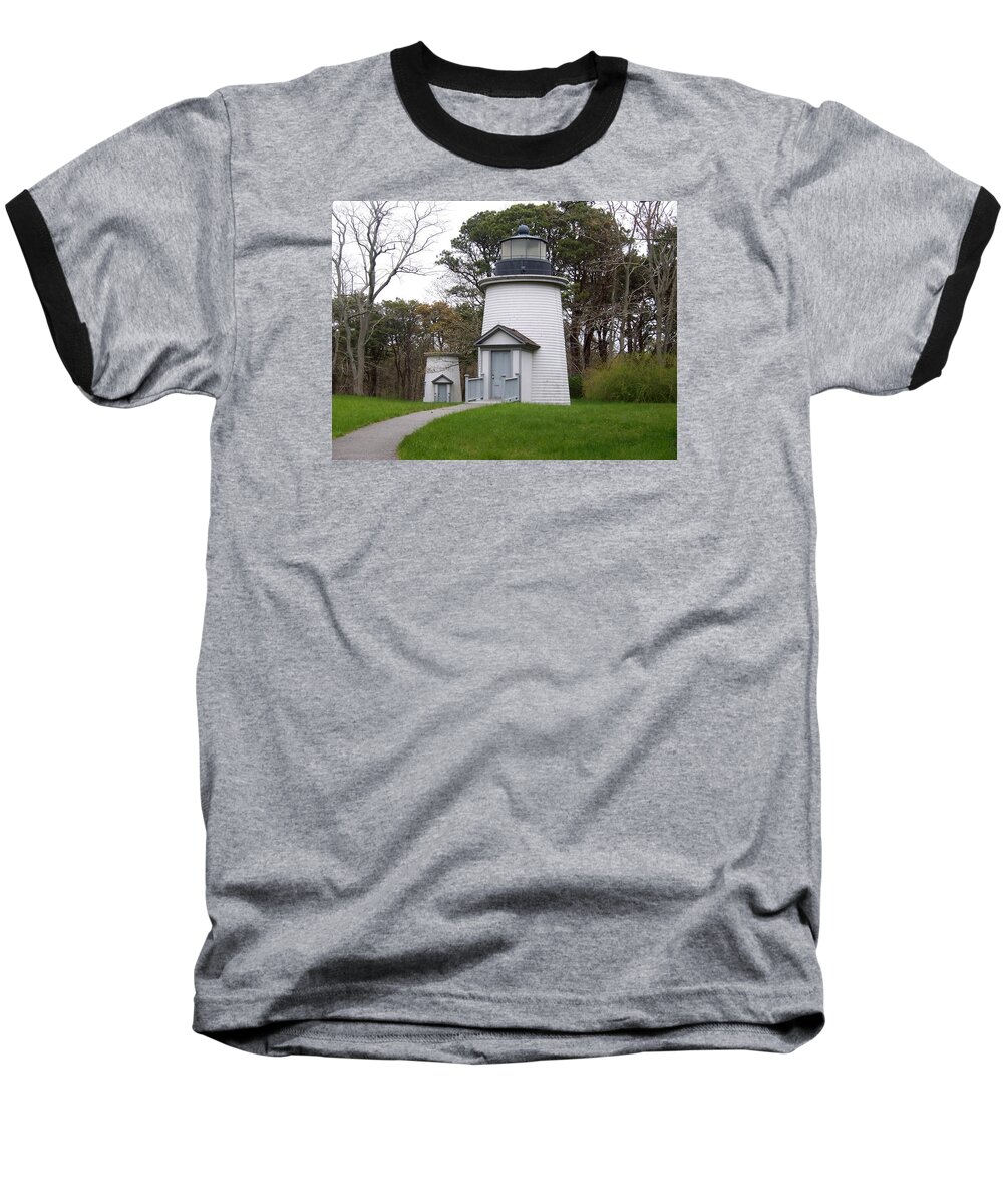 Three Sisters Lighthouse Baseball T-Shirt featuring the photograph Three Sisters Light by Catherine Gagne