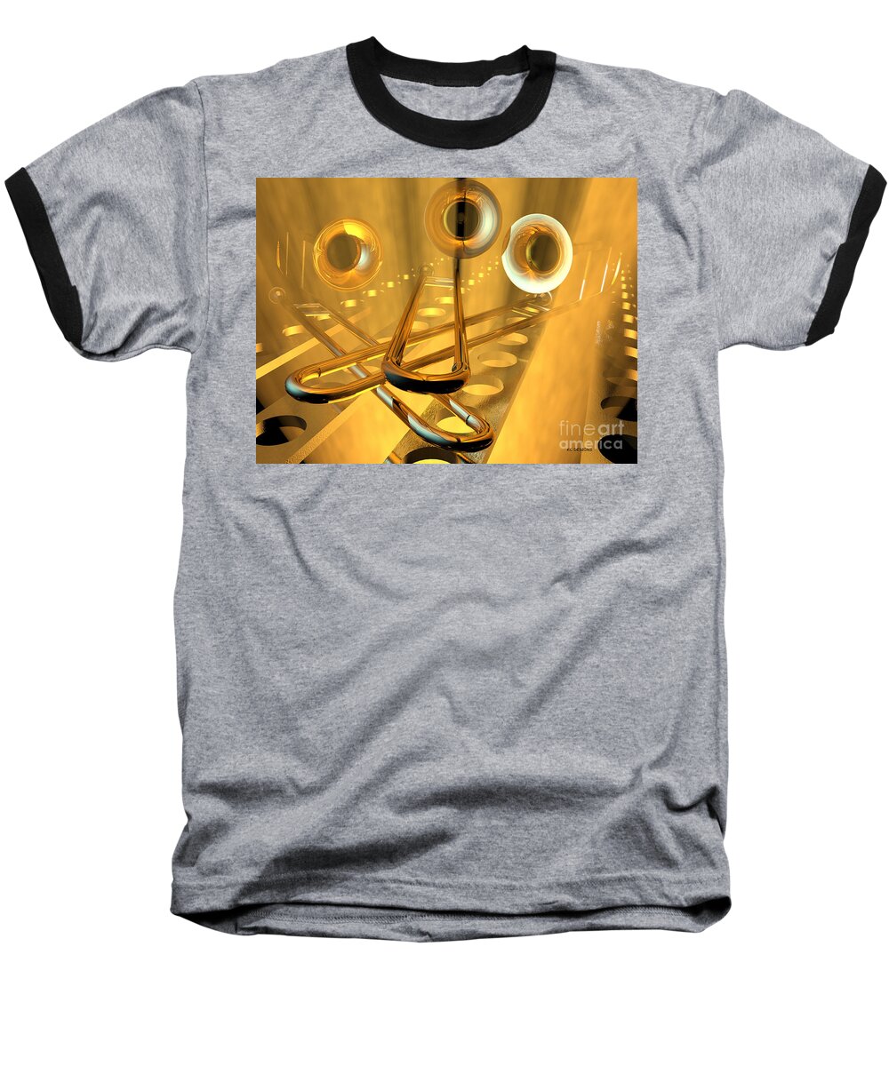 Three Trombones Baseball T-Shirt featuring the digital art Three Trombones by Vintage Collectables
