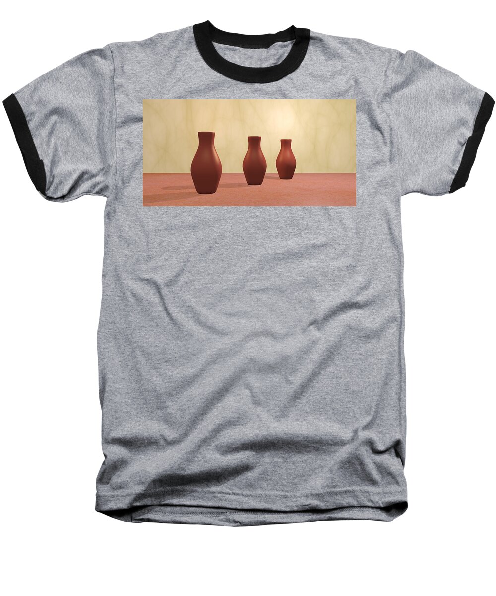 Decorative Baseball T-Shirt featuring the digital art Three Vases by Gabiw Art