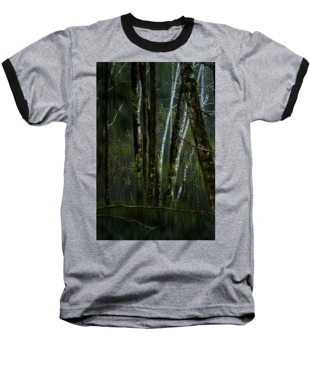 Woods Baseball T-Shirt featuring the photograph Through a Glass . . . Darkly by Belinda Greb