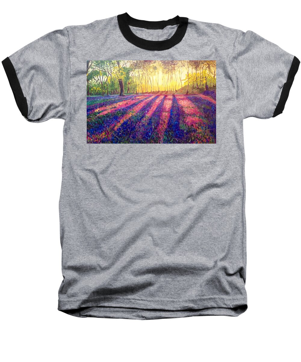Forest Baseball T-Shirt featuring the painting Through the Light by Belinda Low