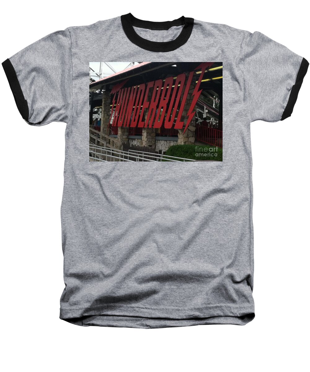 Thunderbolt Baseball T-Shirt featuring the photograph Thunderbolt Roller Coaster by Michael Krek