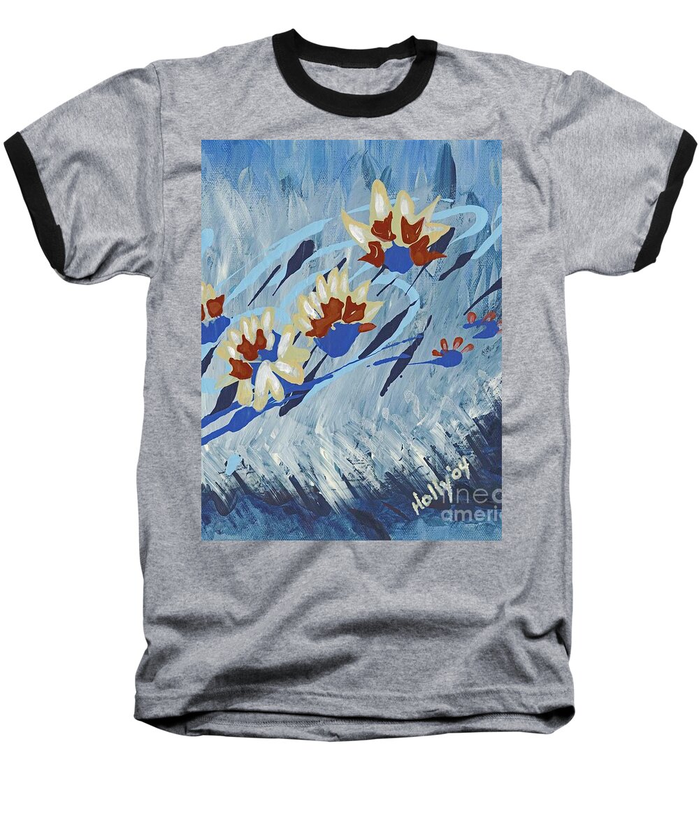 Flowers Baseball T-Shirt featuring the painting Thunderflowers by Holly Carmichael