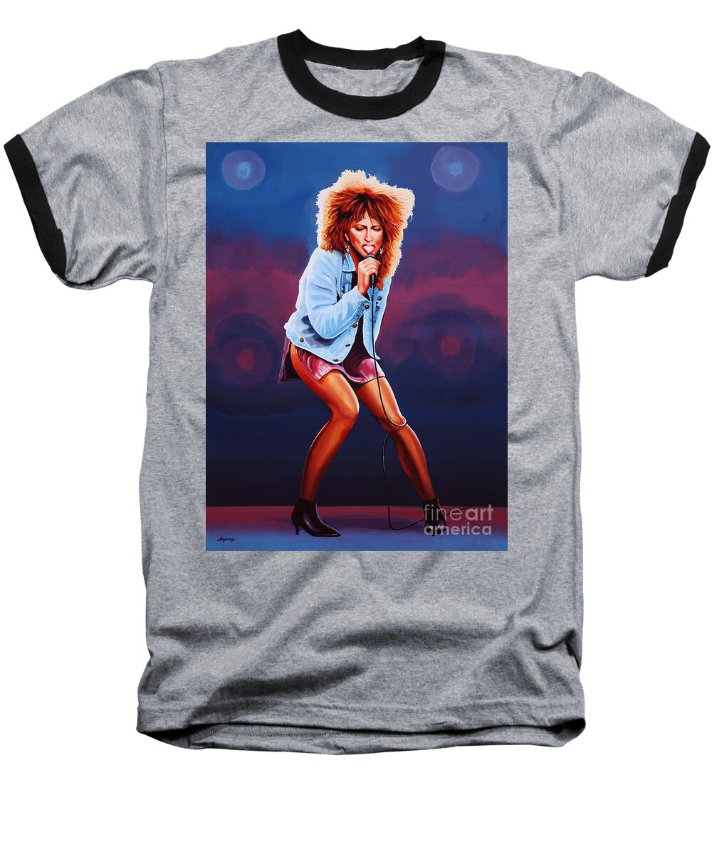 Tina Turner Baseball T-Shirt featuring the painting Tina Turner by Paul Meijering