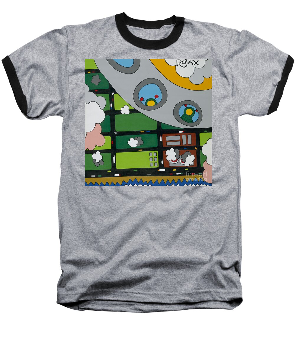 Spaceship Baseball T-Shirt featuring the painting Tourists by Rojax Art