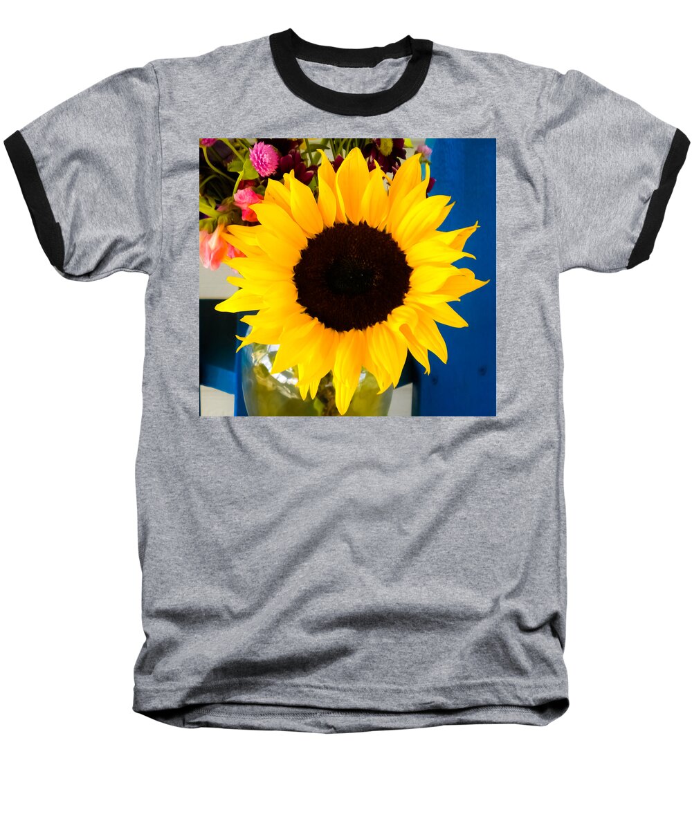 Sunflower Baseball T-Shirt featuring the photograph Tournesol by Mary Hahn Ward
