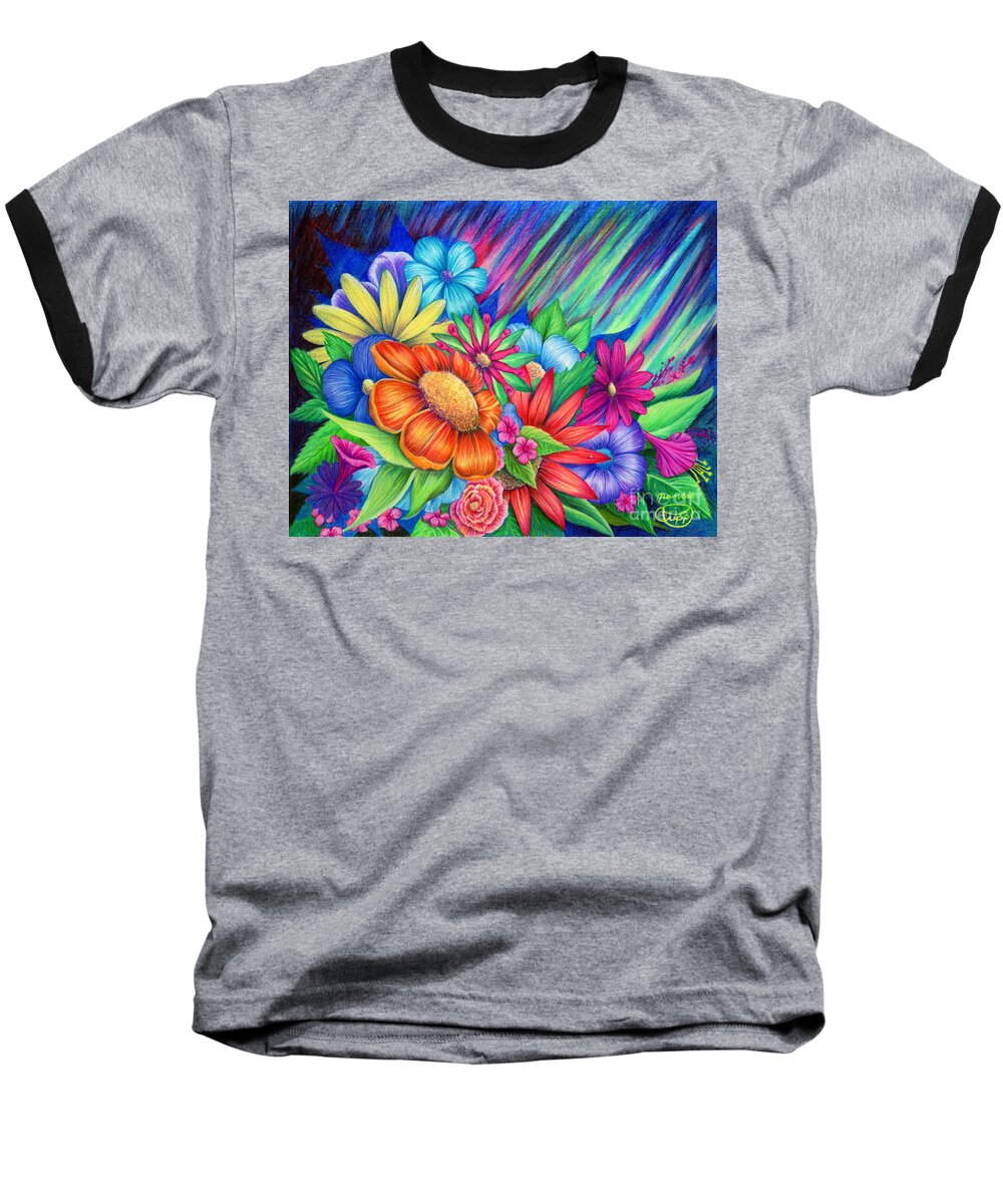 Flower Baseball T-Shirt featuring the painting Toward The Light by Nancy Cupp
