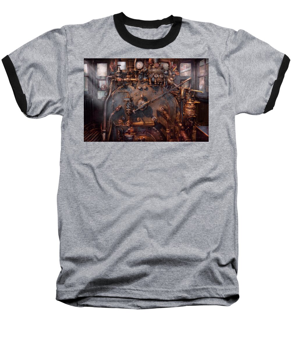 Train Art Baseball T-Shirt featuring the photograph Train - Engine - Hot under the collar by Mike Savad