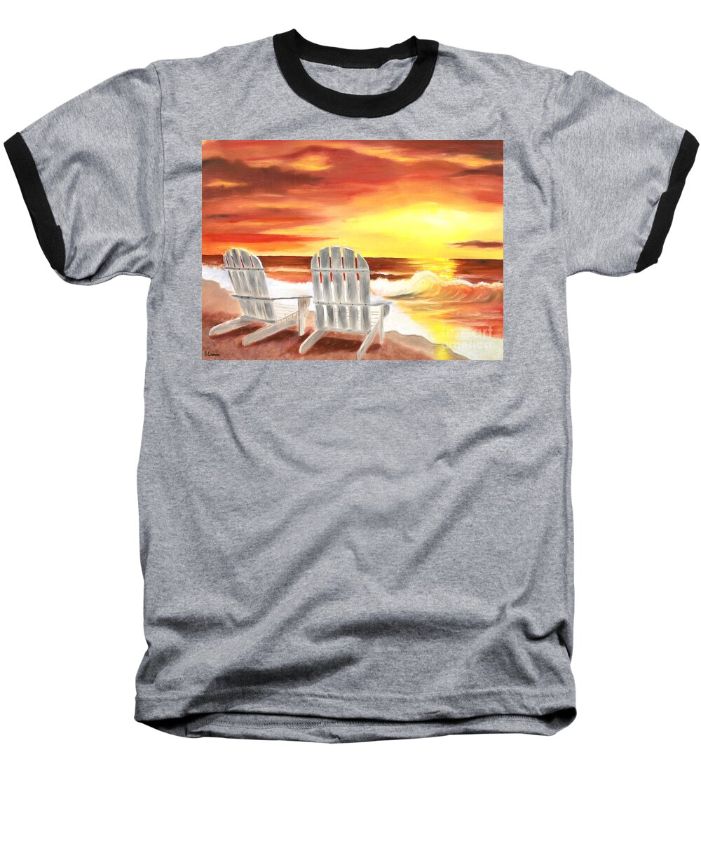 Tranquility Baseball T-Shirt featuring the painting Tranquility by Bev Conover